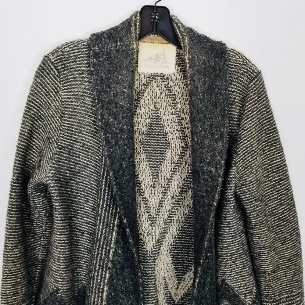 Wool ANGEL OF THE NORTH Cardigan Blend Aztec Knit Shawl Collar Sz S Small